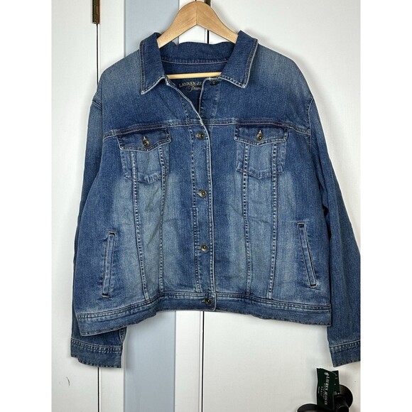 Lauren Jeans Co. Premium Denim Jacket Women’s Blue Jean Jacket Sz 2x - Picture 4 of 10